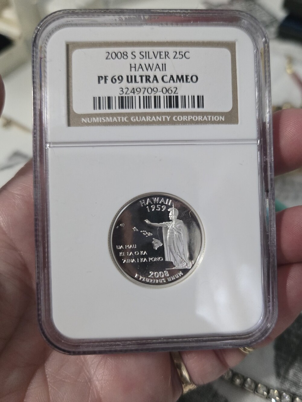 2008 S Hawaii Silver 25C PF69 Ultra Cameo - Silver Coin